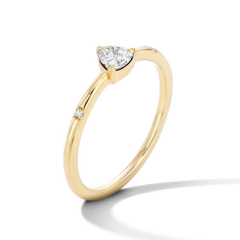 Main Image 4 of 1/5 CT. T.W. Trillion-Cut Lab-Grown Diamond Three-Stone Ring in 10K Gold (F/VS2)