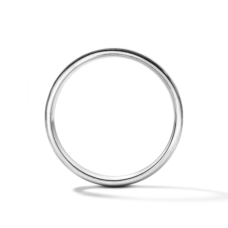 Main Image 2 of 5.0mm Engravable Stepped-Edge Wedding Band in Sterling Silver (1 Line)