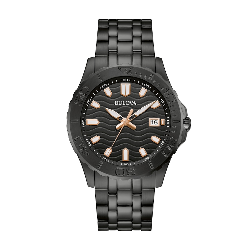 Main Image 1 of Men's Bulova Performance Sport Watch in Black Ion-Plated Stainless Steel Bracelet with Black Dial (Model: 98B438)