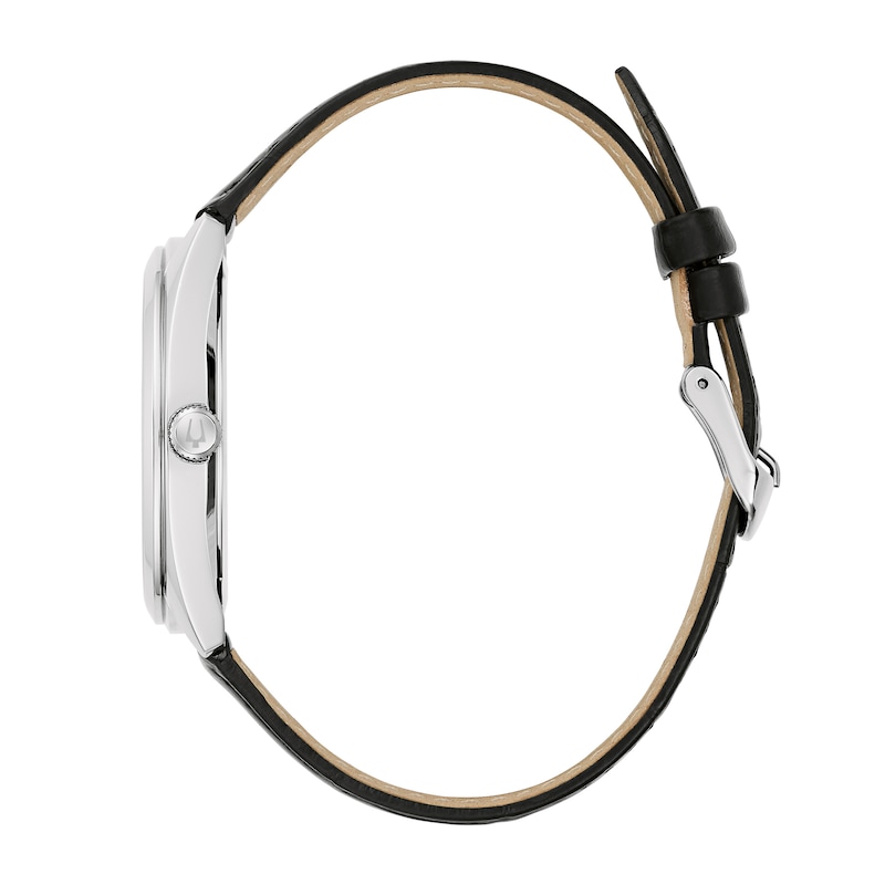 Main Image 2 of Men's Bulova Classic Analog Watch in Stainless Steel with Black Dial and Black Leather Strap (Model: 96B453)