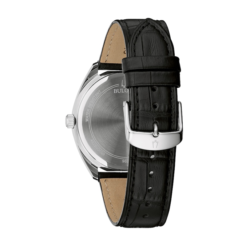 Main Image 3 of Men's Bulova Classic Analog Watch in Stainless Steel with Black Dial and Black Leather Strap (Model: 96B453)