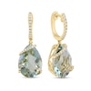 Thumbnail Image 1 of EFFY™ Pear-Shaped Green Quartz and 1/8 CT.T.W. Diamond Swirl Hoop Drop Earrings in 14K Gold