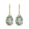 Thumbnail Image 2 of EFFY™ Pear-Shaped Green Quartz and 1/8 CT.T.W. Diamond Swirl Hoop Drop Earrings in 14K Gold