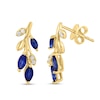Thumbnail Image 2 of EFFY™ Marquise-Cut Blue Sapphire and 1/20 CT. T.W. Diamond Vine Drop Earrings in 14K Gold