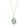 Thumbnail Image 1 of Pear-Shaped Green Quartz and 1/20 CT.T.W. Diamond Necklace in 14K Gold - 18"