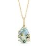 Thumbnail Image 2 of Pear-Shaped Green Quartz and 1/20 CT.T.W. Diamond Necklace in 14K Gold - 18"