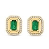 Thumbnail Image 2 of EFFY™ Emerald-Cut Emerald and 1/6 CT. T.W. Diamond Frame Stud Earrings in 14K Gold