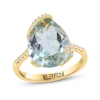 Thumbnail Image 1 of EFFY™ Pear-Shaped Green Quartz and 1/10 CT.T.W. Diamond Swirl Ring in 14K Gold