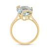 Thumbnail Image 4 of EFFY™ Pear-Shaped Green Quartz and 1/10 CT.T.W. Diamond Swirl Ring in 14K Gold