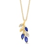 Thumbnail Image 2 of EFFY™ Marquise-Cut Blue Sapphire and 1/20 CT. T.W. Diamond Branch Necklace in 14K Gold - 18"