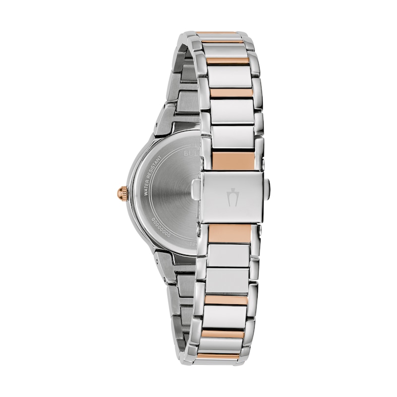 Main Image 3 of Ladies' Bulova Analog Watch in Two-Tone Stainless Steel with Mother-of-Pearl Dial and Crystal Bezel (Model: 98L258)