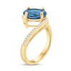 Thumbnail Image 2 of EFFY™ Oval London Blue Topaz and 1/8 CT. T.W. Diamond Bypass Ring in 14K Gold
