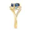Thumbnail Image 3 of EFFY™ Oval London Blue Topaz and 1/8 CT. T.W. Diamond Bypass Ring in 14K Gold