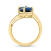 Thumbnail Image 4 of EFFY™ Oval London Blue Topaz and 1/8 CT. T.W. Diamond Bypass Ring in 14K Gold