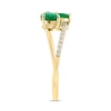 Thumbnail Image 2 of EFFY™ Pear-Shaped Emerald and 1/10 CT. T.W. Diamond Bypass Ring in 14K Gold