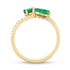 Thumbnail Image 3 of EFFY™ Pear-Shaped Emerald and 1/10 CT. T.W. Diamond Bypass Ring in 14K Gold