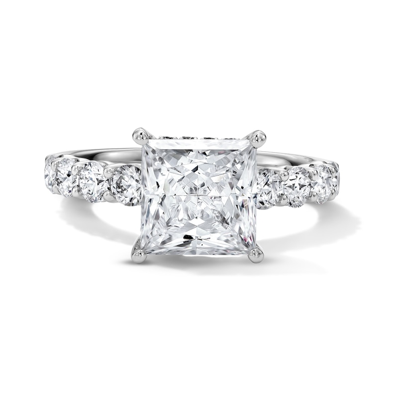 Main Image 1 of 4 CT. T.W. Princess-Cut Certified Lab-Grown Diamond Hidden Frame Engagement Ring in 14K White Gold (F/VS2)