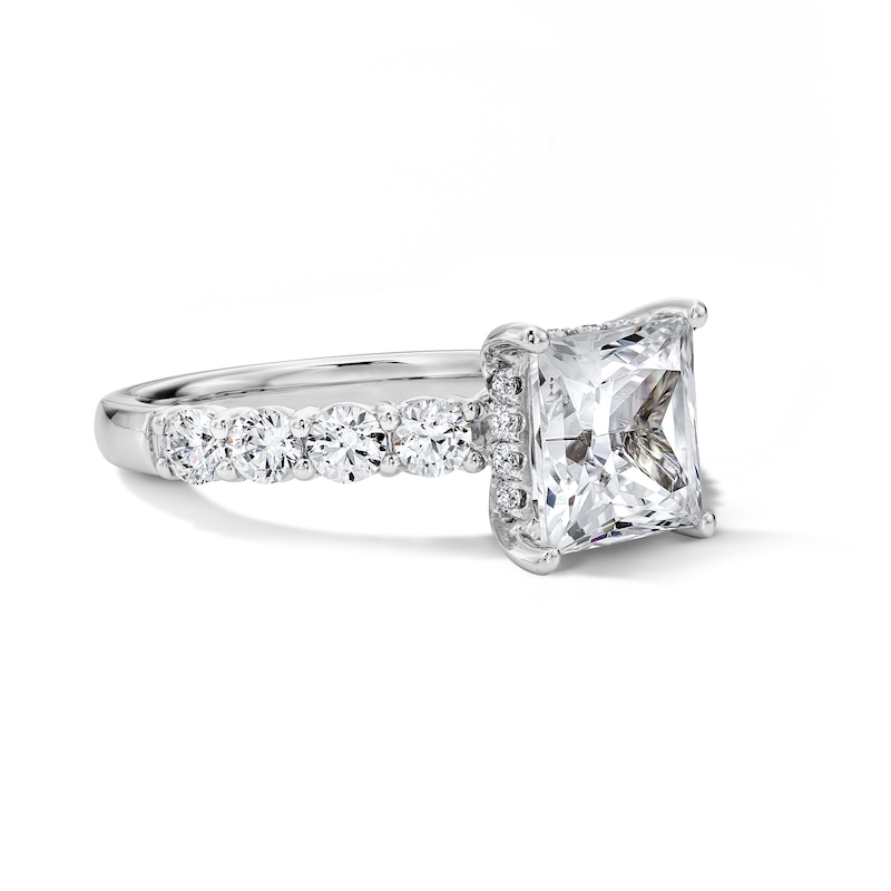 Main Image 3 of 4 CT. T.W. Princess-Cut Certified Lab-Grown Diamond Hidden Frame Engagement Ring in 14K White Gold (F/VS2)