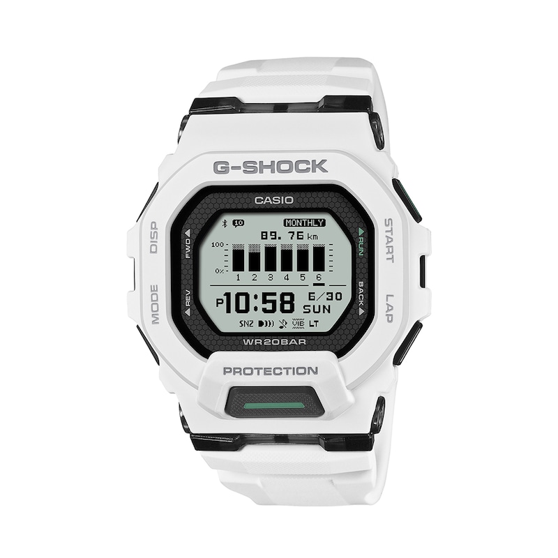 Main Image 1 of Casio G-Shock MOVE Tracker Digital Watch with Black Dial and White Resin Strap (Model: GBD200-7)
