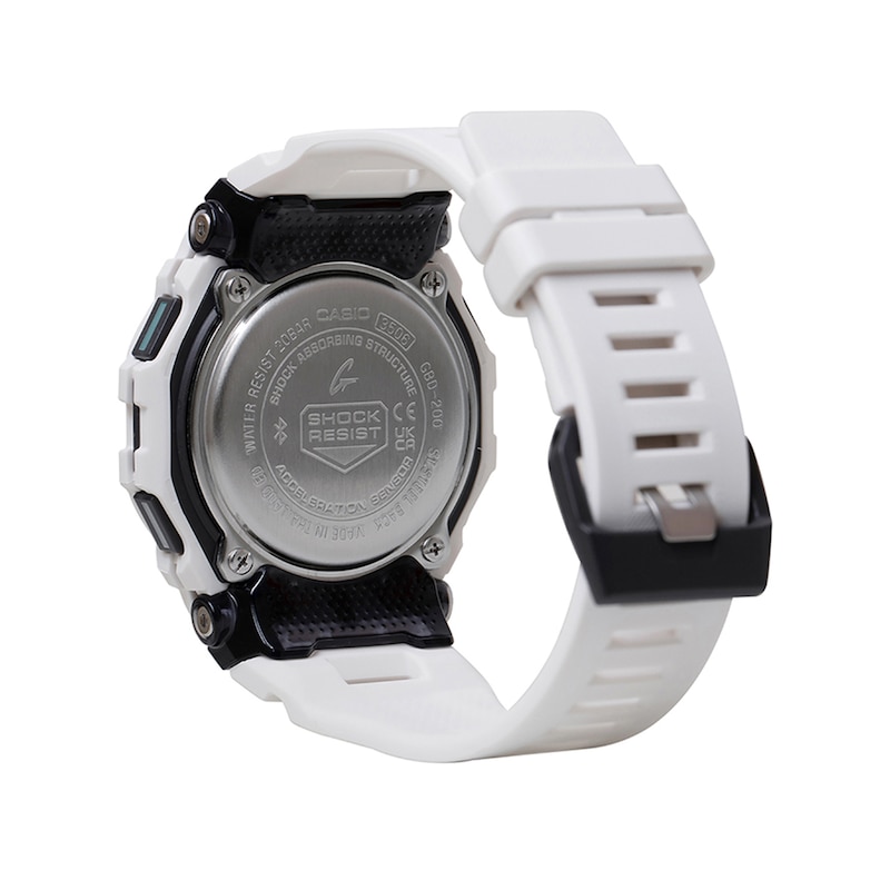 Main Image 2 of Casio G-Shock MOVE Tracker Digital Watch with Black Dial and White Resin Strap (Model: GBD200-7)