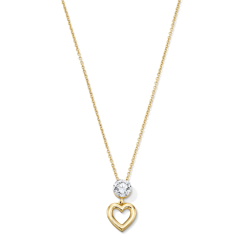 Main Image 1 of 1/2 CT. T.W. Lab-Grown Diamond Heart Drop Pendant in 10K Gold (F/VS2)