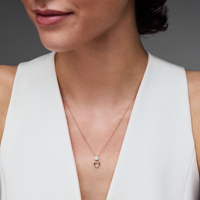 Main Image 2 of 1/2 CT. T.W. Lab-Grown Diamond Heart Drop Pendant in 10K Gold (F/VS2)