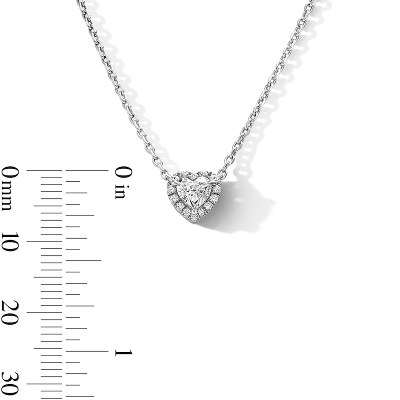 Main Image 2 of 1/2 CT.T.W. Certified Heart-Shaped Lab-Grown Diamond Frame Necklace in Sterling Silver (F/VS2) - 18"