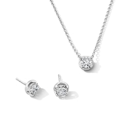 1 CT. T.W. Certified Lab-Grown Diamond Solitaire Pendant and Stud Earrings Gift Set in Sterling Silver (F/VS2)