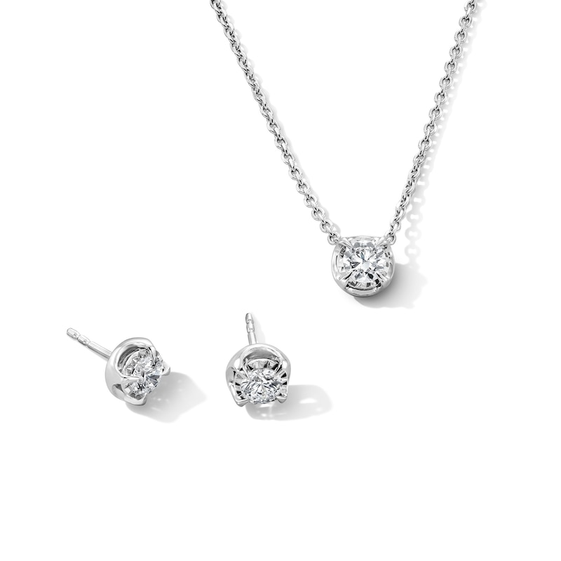 Main Image 1 of 1 CT. T.W. Certified Lab-Grown Diamond Solitaire Pendant and Stud Earrings Gift Set in Sterling Silver (F/VS2)