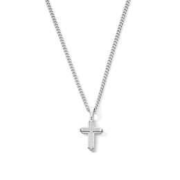 1/6 CT. T.W. Diamond Cross Necklace in Stainless Steel - 24"