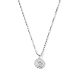 1/5 CT.T.W. Diamond Saint Christopher Medallion Necklace in Stainless Steel - 24" -