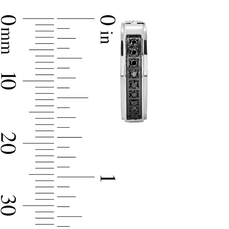 Main Image 3 of 1/6 CT. T.W. Black Diamond Hoop Earrings in Stainless Steel with Black Ion Plate