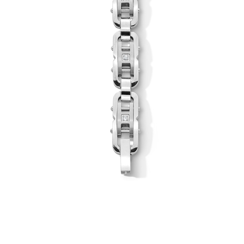 Main Image 3 of 1/10 CT.T.W. Diamond Link Bracelet in Stainless Steel - 8.75"