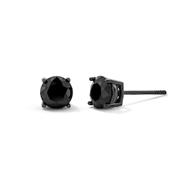 6.0mm Black Spinel Solitaire Stud Earrings in Stainless Steel with Black Ion Plate