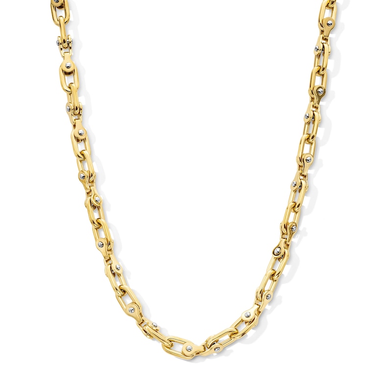 Main Image 1 of 8.25mm Gear Link Chain Necklace in Solid Stainless Steel with Yellow Ion-Plate - 22"