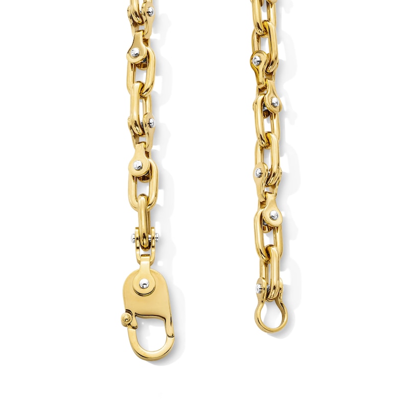 Main Image 3 of 8.25mm Gear Link Chain Necklace in Solid Stainless Steel with Yellow Ion-Plate - 22"