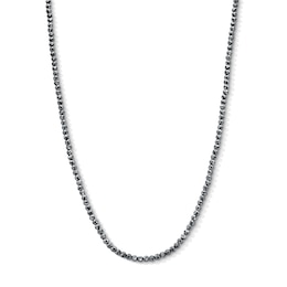 6.0mm Black Hematite Bead Necklace with Yellow Ion-Plated Stainless Steel Box Clasp - 20"