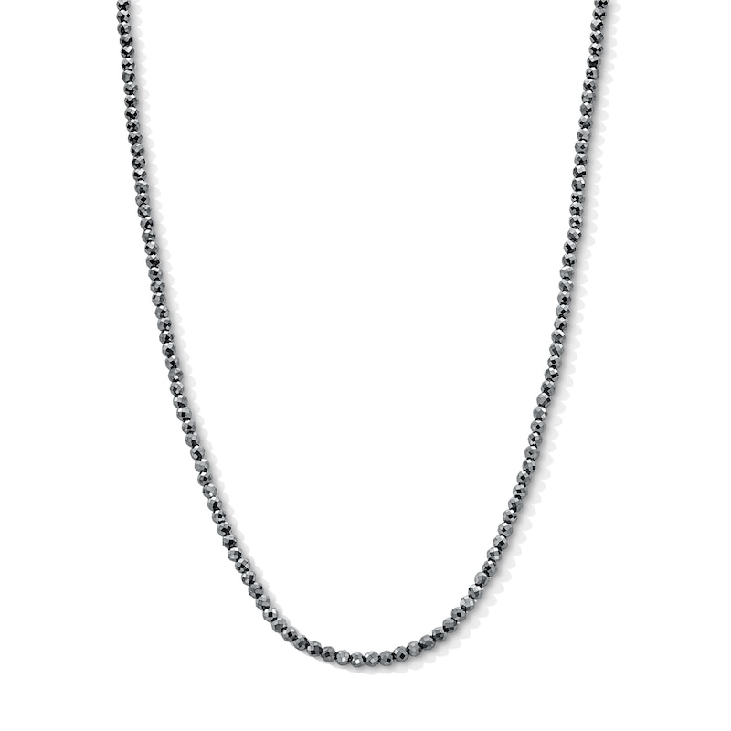 Main Image 1 of 6.0mm Black Hematite Bead Necklace with Yellow Ion-Plated Stainless Steel Box Clasp - 20"