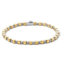 Cube Bead Bracelet in Stainless Steel with Yellow Ion Plate - 8.5"