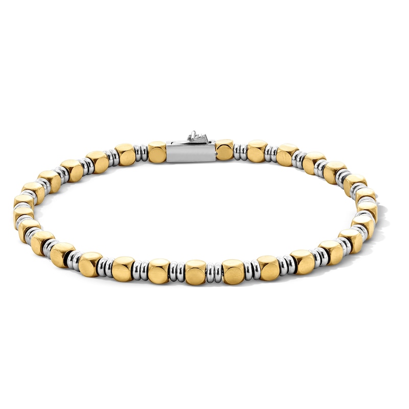 Main Image 1 of Cube Bead Bracelet in Stainless Steel with Yellow Ion Plate - 8.5"