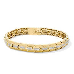 1/4 CT. T.W. Lab-Grown Diamond Pavé Link Bracelet in Sterling Silver with 14K Gold Plate (F/SI2) - 8.5"