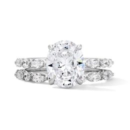 3 CT. T.W. Oval Certified Lab-Grown Diamond Bridal Set in 14K White Gold (F/VS2)