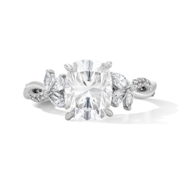 3-1/2 CT. T.W. Cushion-Cut Certified Lab-Grown Diamond Floral Engagement Ring in 14K White Gold (F/VS2)