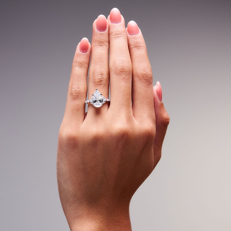 Main Image 2 of 3-3/8 CT. T.W. Pear-Shaped Lab-Grown Diamond Engagement Ring in 14K White Gold (F/VS2)