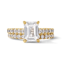 3 CT. T.W. Emerald-Cut Certified Lab-Grown Diamond Bridal Set in 14K Yellow Gold (F/VS2)