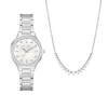 Thumbnail Image 1 of Ladies' Bulova Crystal Stainless Steel Watch with Mother-of-Pearl Dial and Necklace Set (Model: 96X167)