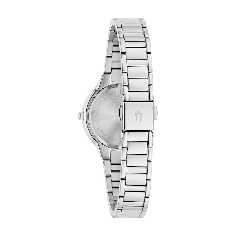 Main Image 4 of Ladies' Bulova Crystal Stainless Steel Watch with Mother-of-Pearl Dial and Necklace Set (Model: 96X167)