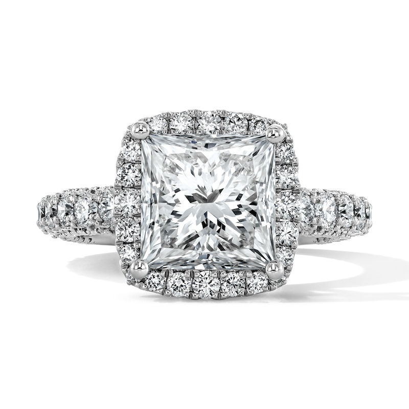 Main Image 1 of Vera Wang Love Collection 4-3/8 CT. T.W. Princess-Cut Certified Lab-Grown Diamond Frame Engagement Ring in Platinum (F/VS2)