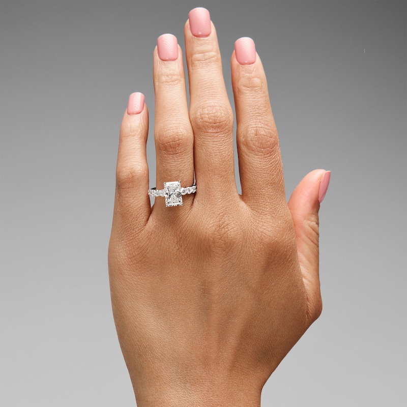 Main Image 2 of 4 CT. T.W. Radiant-Cut Certified Lab-Grown Diamond Engagement Ring in 14K White Gold (F/VS2)