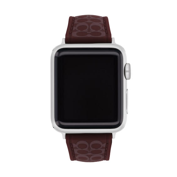 Ladies’ Coach Apple Watch Straps Black Currant Logo Silicone Interchangeable Replacement Band (Model: 14700320)